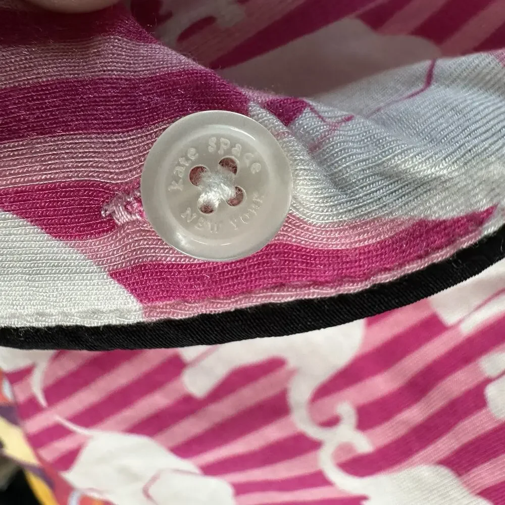 kate spade pink striped elephant button up pajama top Size M